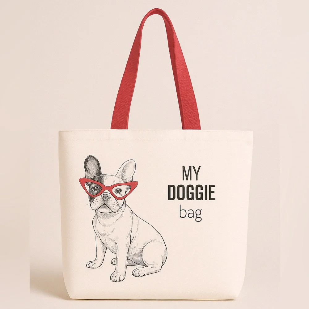 My Doggie Bag French Bulldog Cotton Large‎ Tote Bag